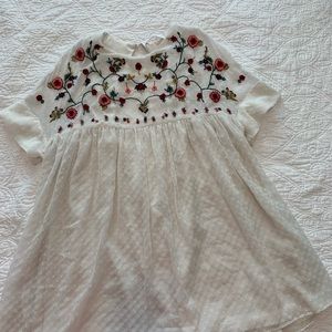 Zara Embroidered Baby Doll Romper Dress